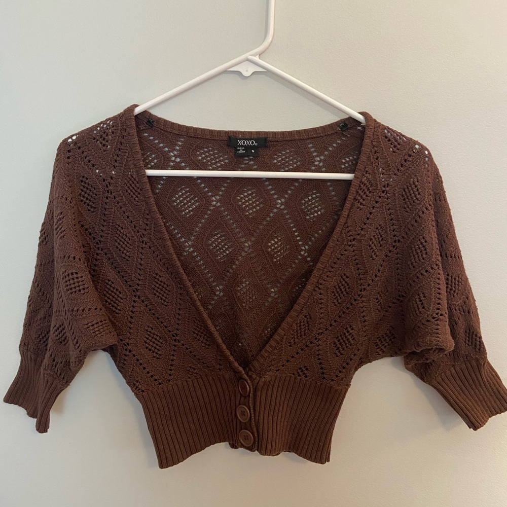 XOXO Juniors S brown crop cardigan